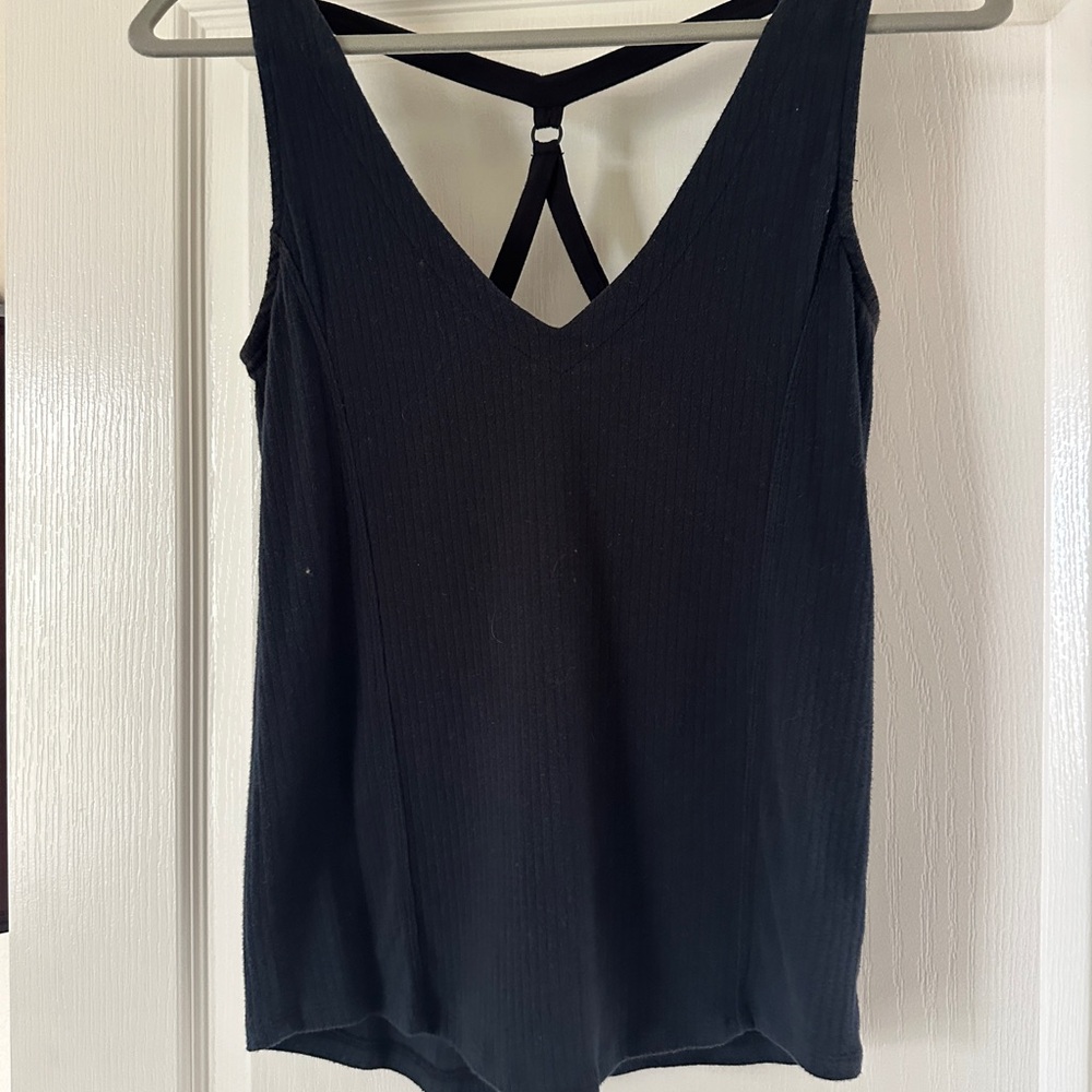 Free People Black Sleeveless Backless Tank Top